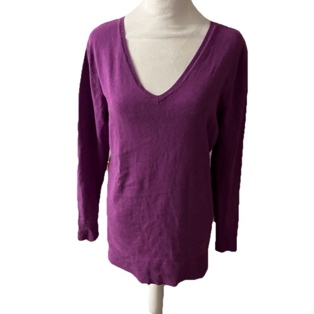 Liz Lange Maternity Sweater Long Sleeve V Neck Top Pullover Blouse Purple L